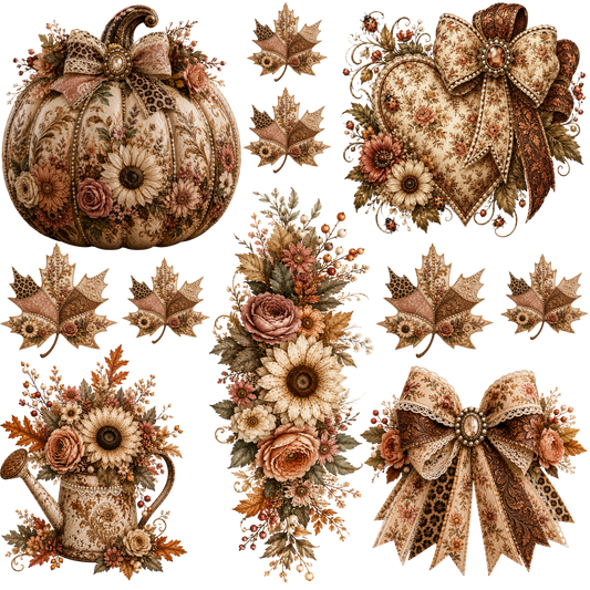 Element Sheet - Fall Floral/Pumpkin/Heart/Leaves - 22