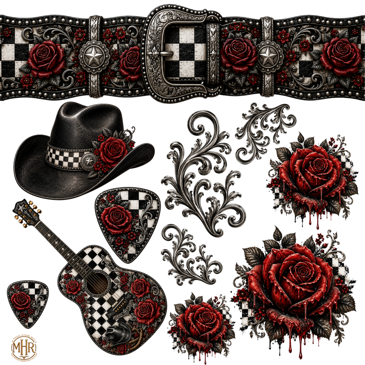 Element - Red Roses/ Checkered Guitar - 7