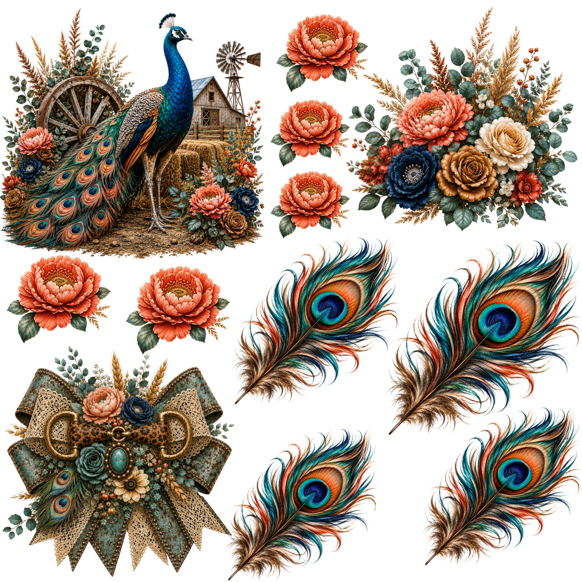 Element - Peacock w/ Floral - 13