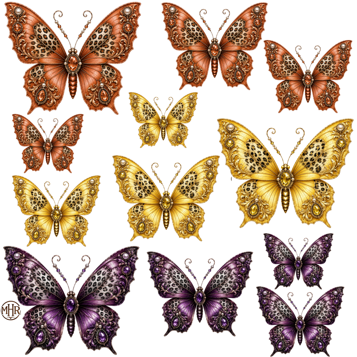 Element - Orange Yellow Purple Butterflies - 38