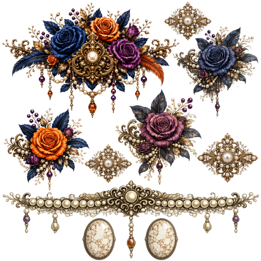 Element- Victorian Navy Orange Perl’s - 60