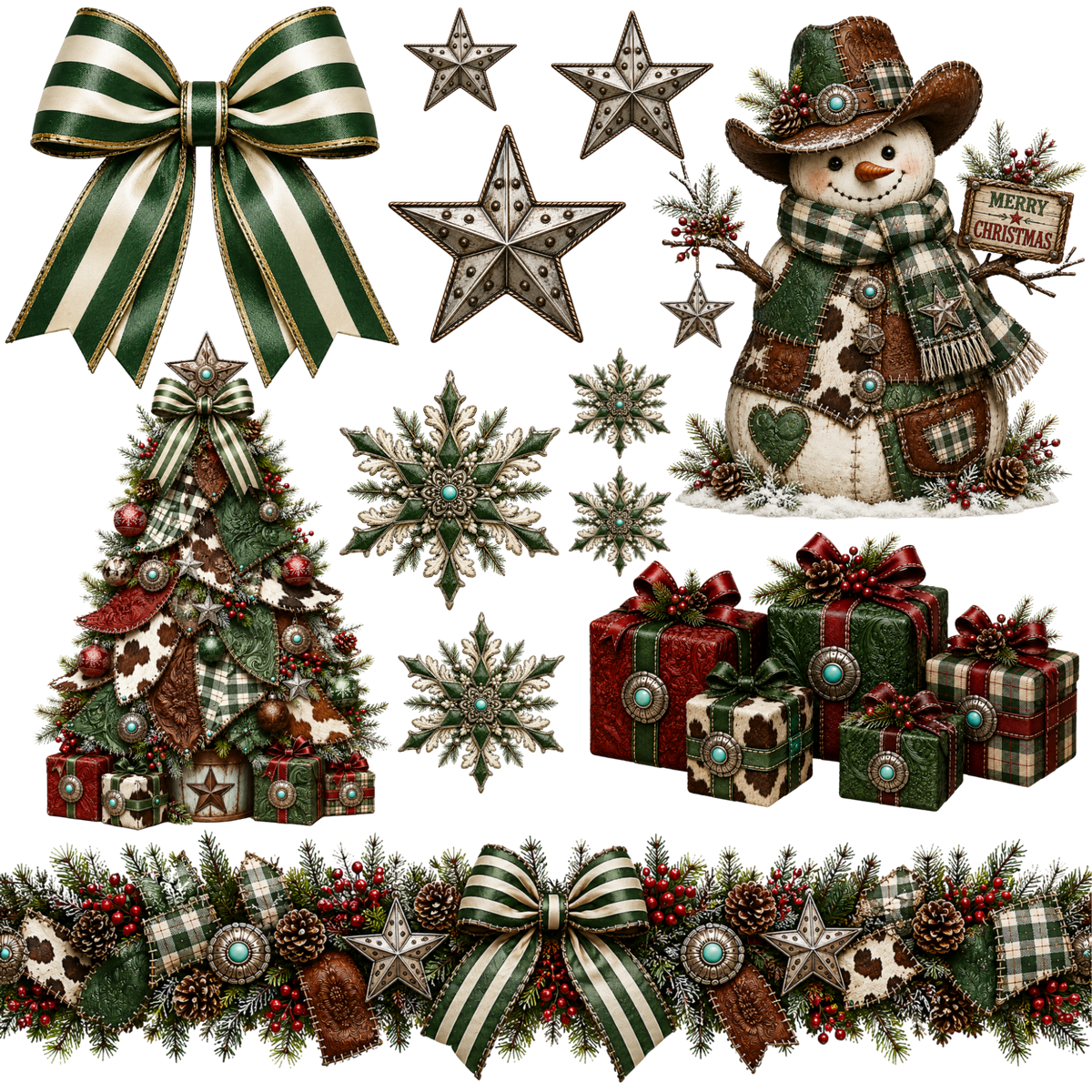 Element - Patchwork Snowman & Tree - 19