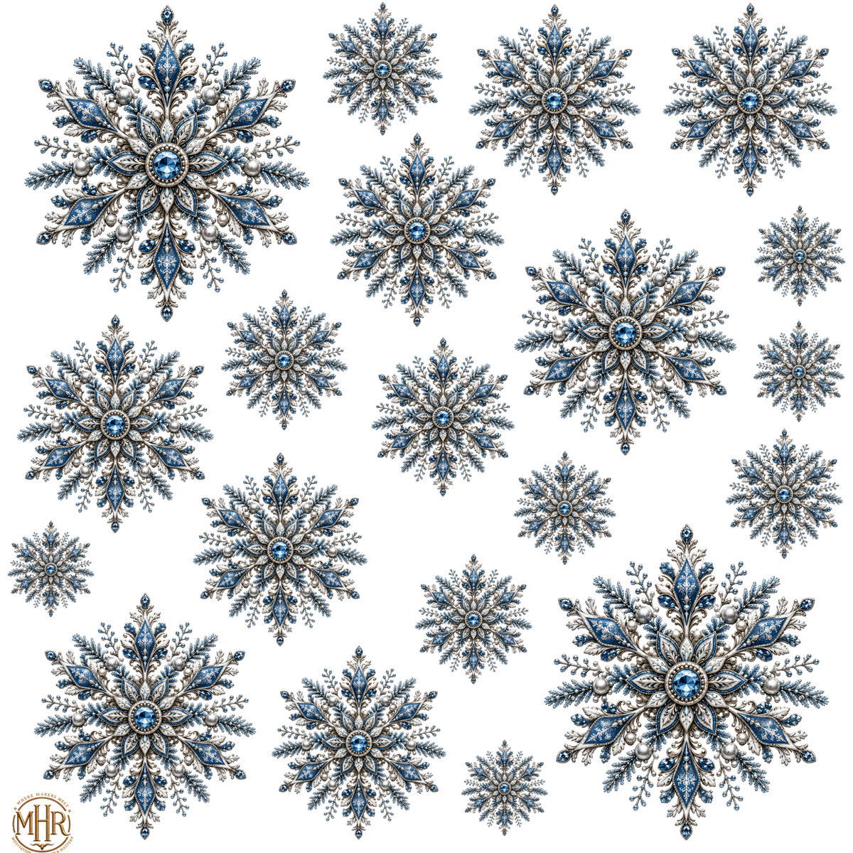 Element - Blue/Silver Snowflakes - 33