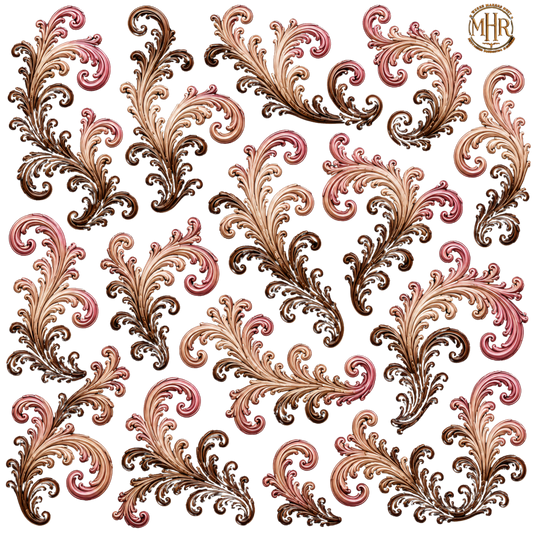 Element - Chocolate to Ivory to Pink Ombré Filigree