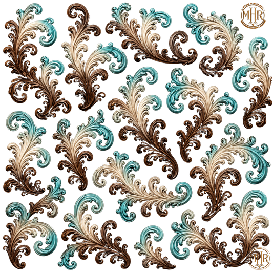 Element - Chocolate to Ivory to Turquoise Filigree