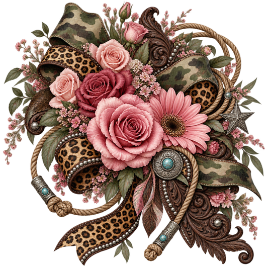 5 Inch - Pink Floral/Camo Bouquet