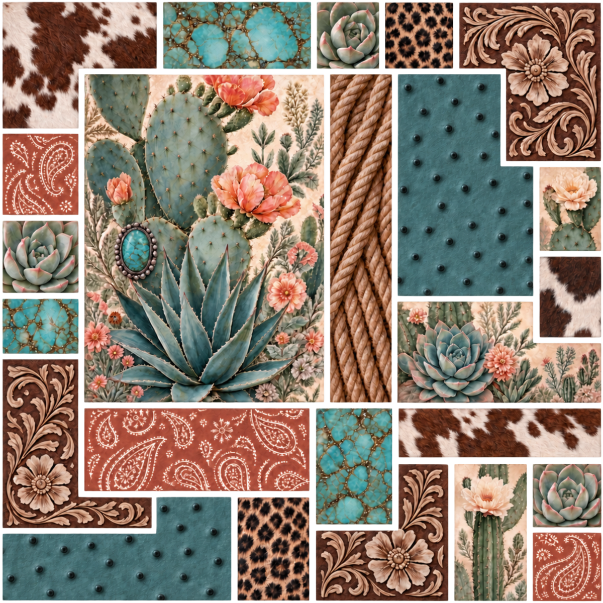 Element - Creams & Corals Cactus Patchwork