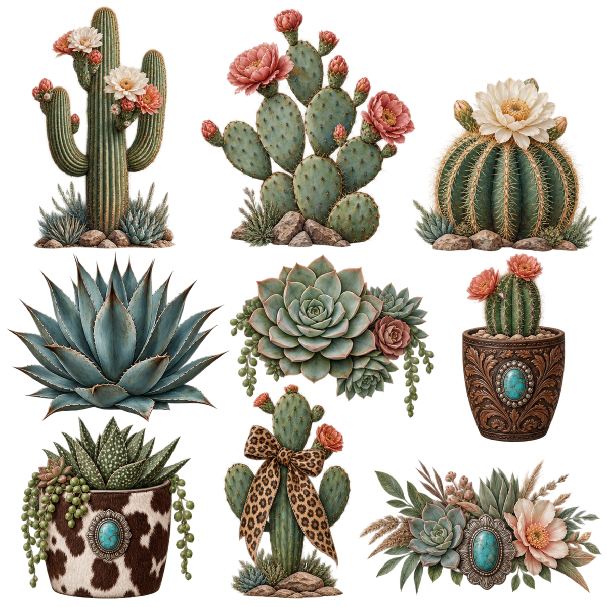 Element Sheet - Cream & Corals Cactus Element