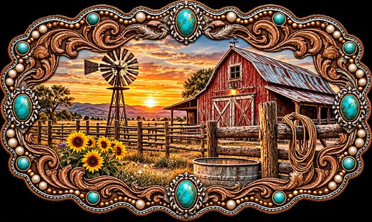 Western Barn Sunset – Trucker Hat DTF