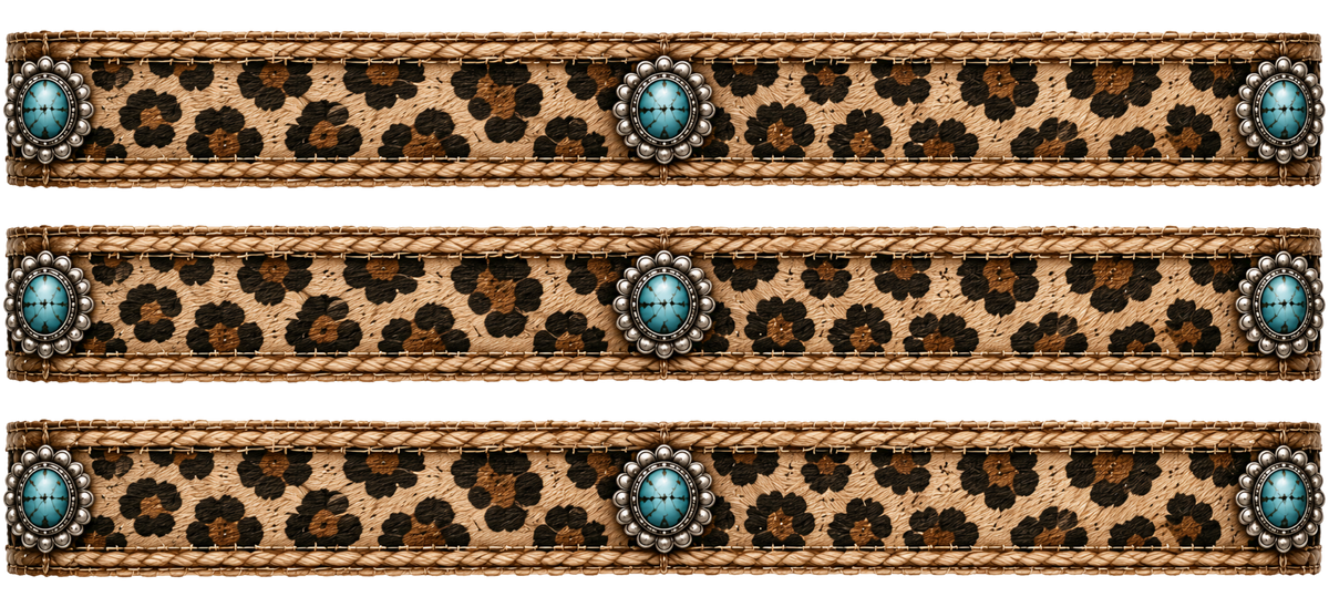 40 OZ - Leopard/Turq Bands - 9