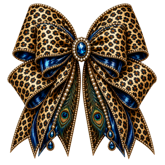 4 Inch Bow - Leopard Peacock 2 - 36