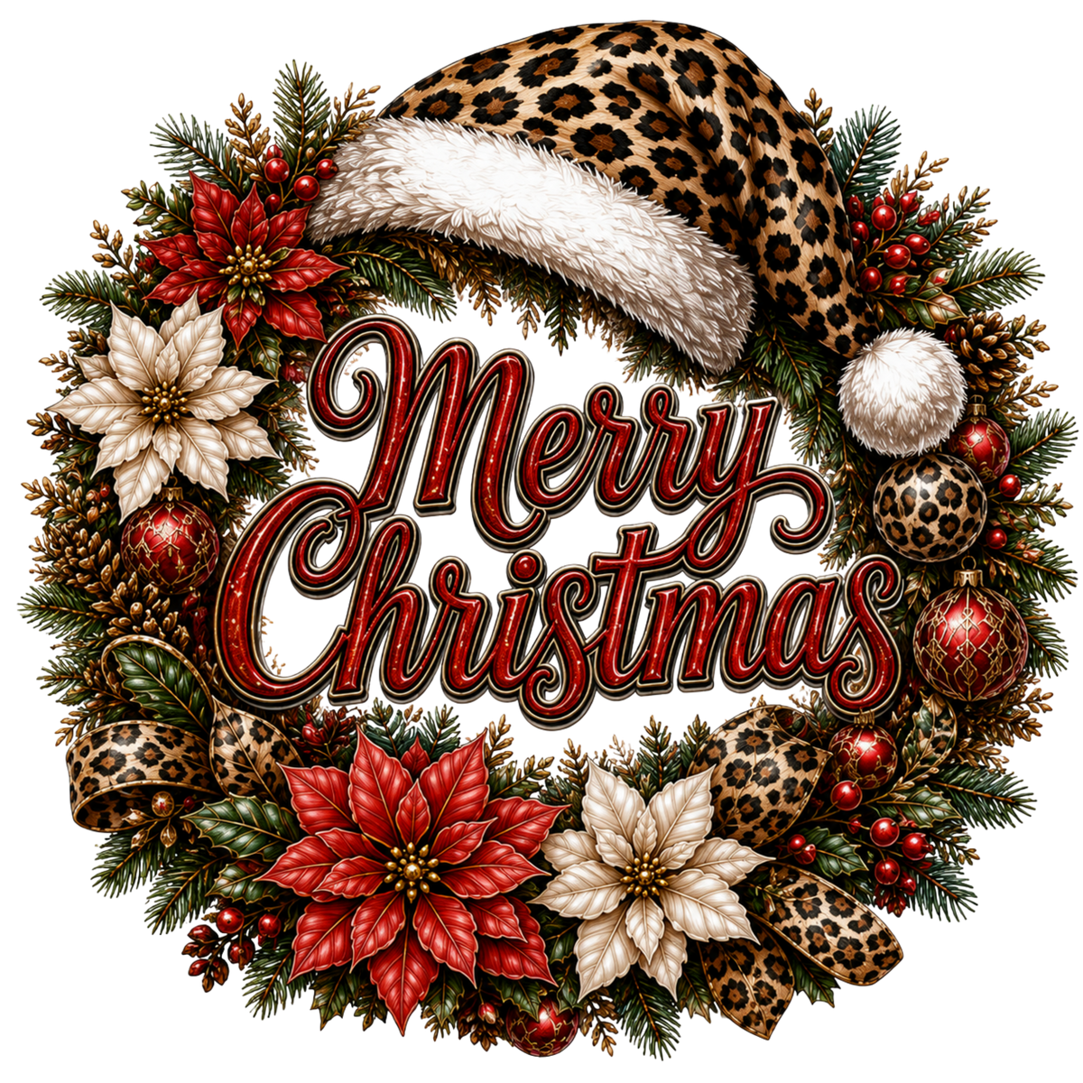 4 Inch - Wreath w/ Leopard Hat -8