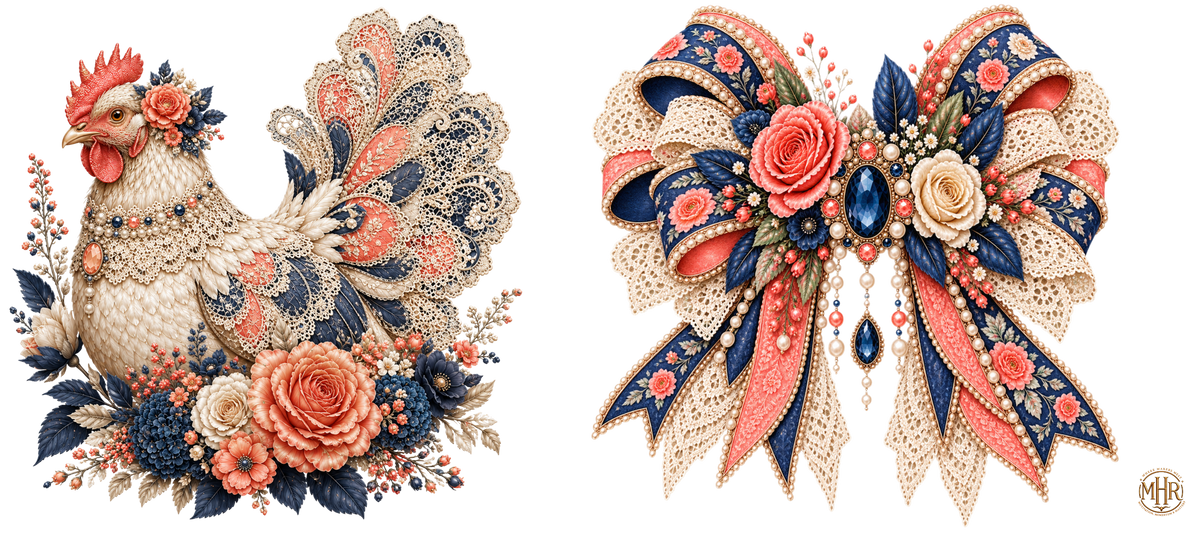 16 OZ DUO - Chicken - Navy - Coral