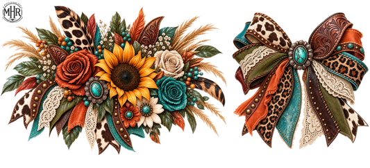 40 OZ DUO - Turquoise - Orange - Floral