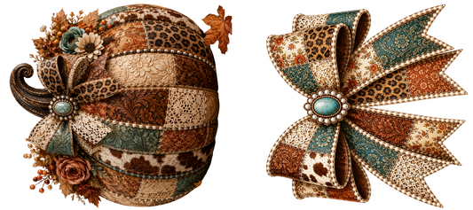 16 Oz Duo - Patchwork Pumpkin/Bow - 37