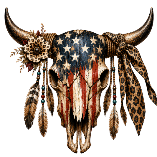 4 Inch - Patriotic Skull w/ Leopard - 23