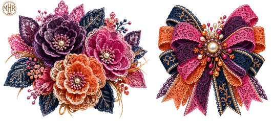 16 OZ DUO - Eggplant - Coral - Magenta - Lace Floral