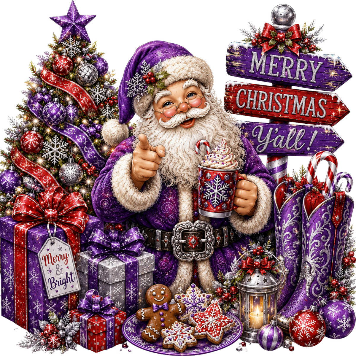 4 Inch Decal - Red & Purple Christmas-7