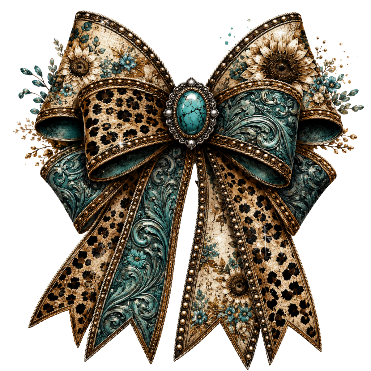 4” Bow - Floral, Leopard, Tooled Turquoise-14