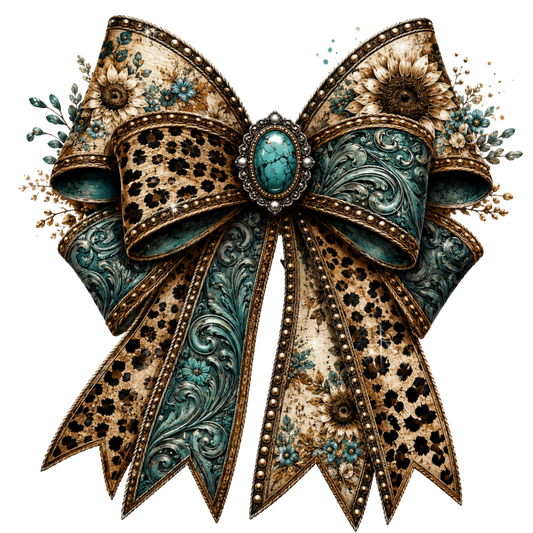 4” Bow - Floral, Leopard, Tooled Turquoise-14