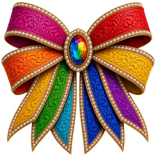4” Bow - Rainbow Colors Tooled Bow