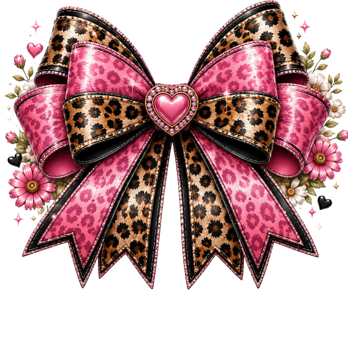 4” Bow - Leopard, Pink Leopard, Heart - 15