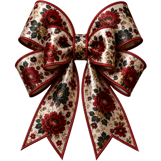 4 Inch Bow - Red/Black Floral - 57