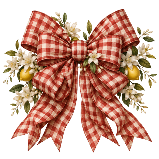 4 Inch Bow - Red Gingham Floral - 54