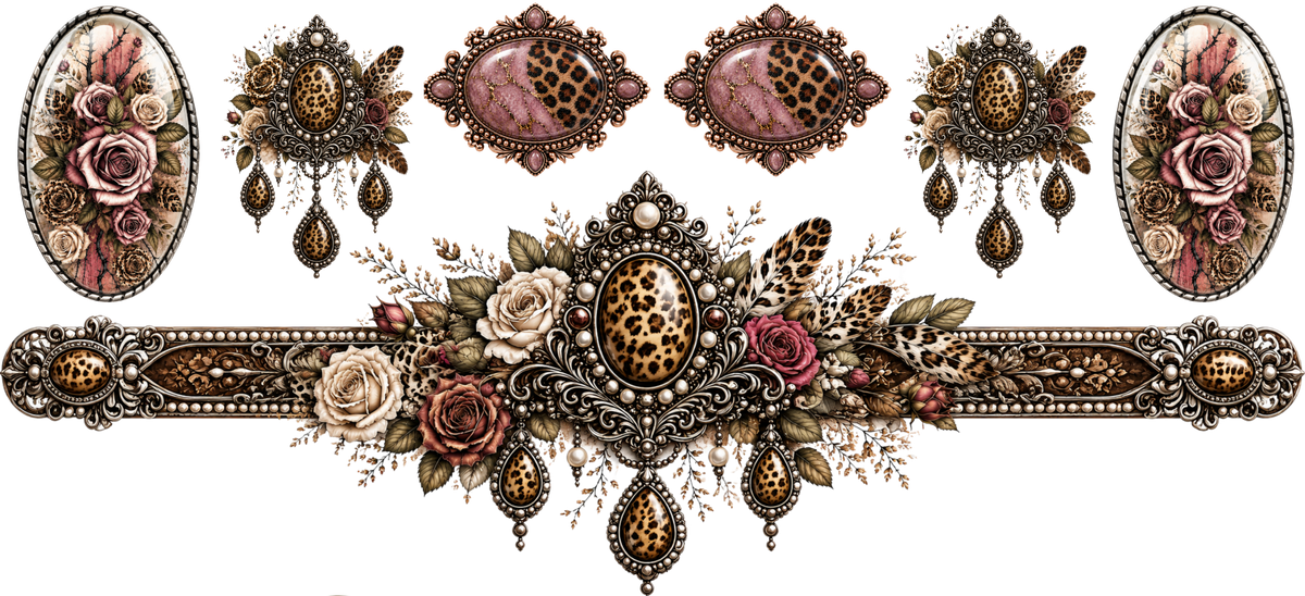 40 OZ - Vintage Rose/Leopard Floral Medallions - 19