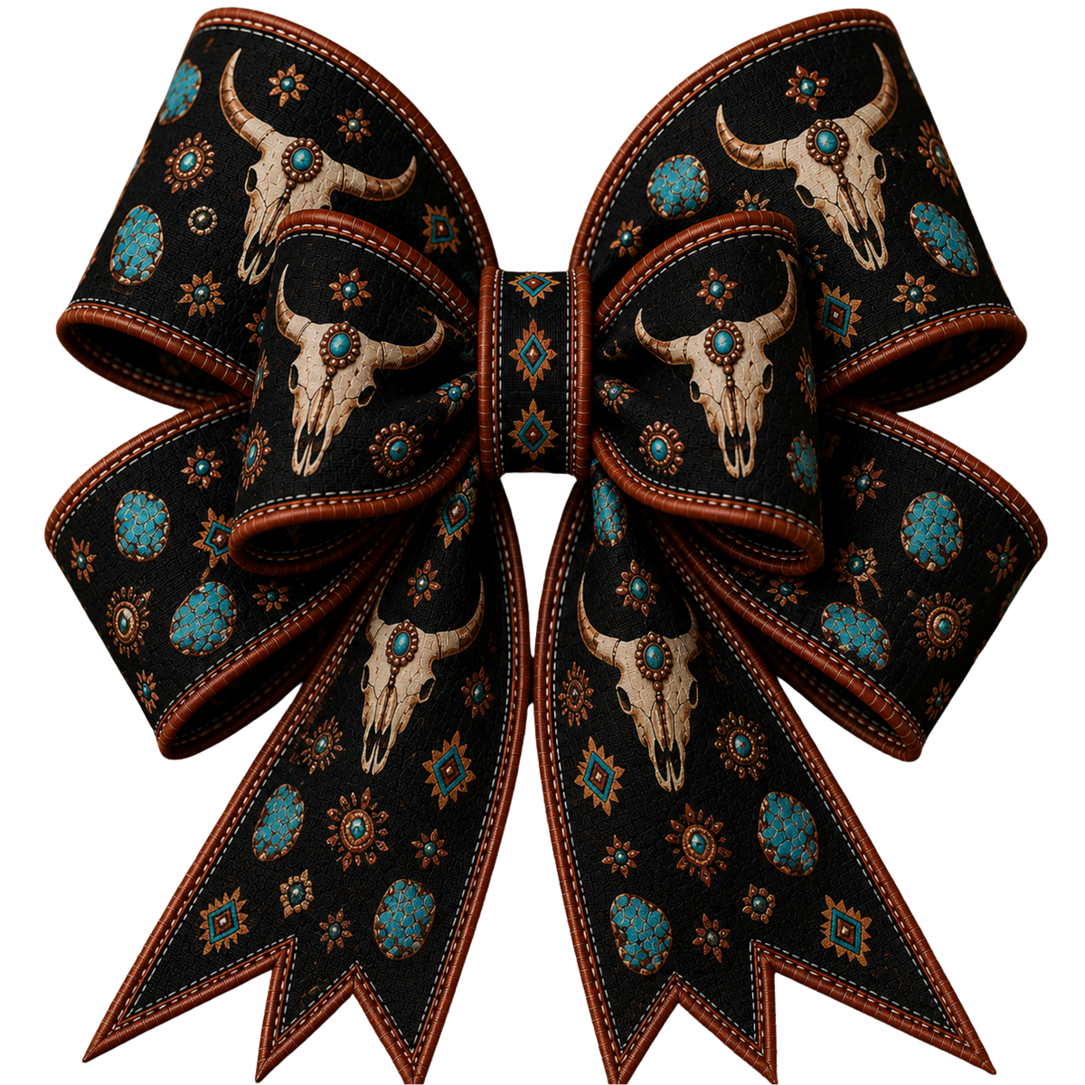 4 Inch Bow - Black w/ Skulls - 61
