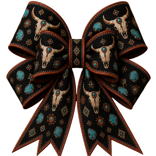 4 Inch Bow - Black w/ Skulls - 61