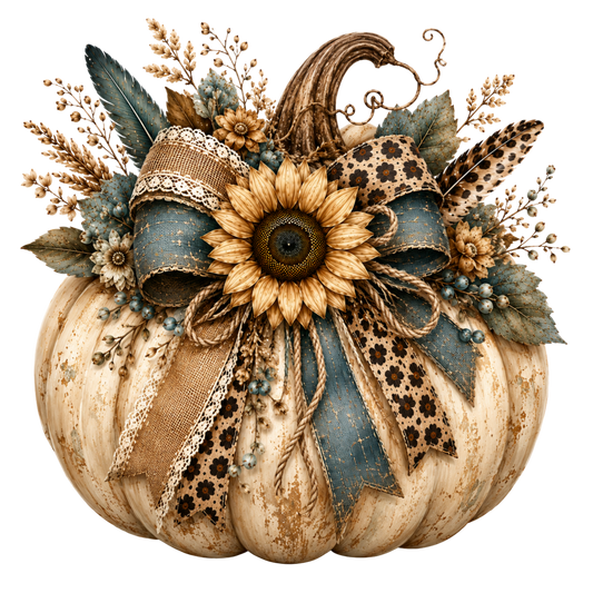 4 Inch Decal - Cream Pumpkin, Sunflower Floral - 49