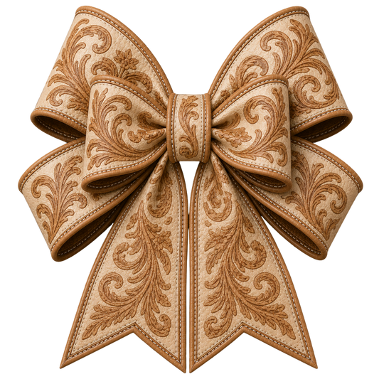 4 Inch Bow - Cream/Tan Tooled - 66