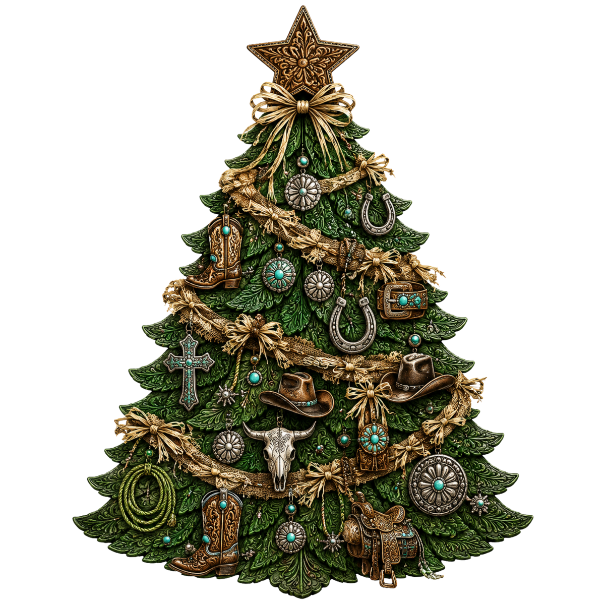 4 Inch Decal - Tooled Christmas Tree - 9