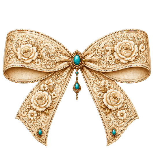 4 Inch Bow - Cream Tooled - 73