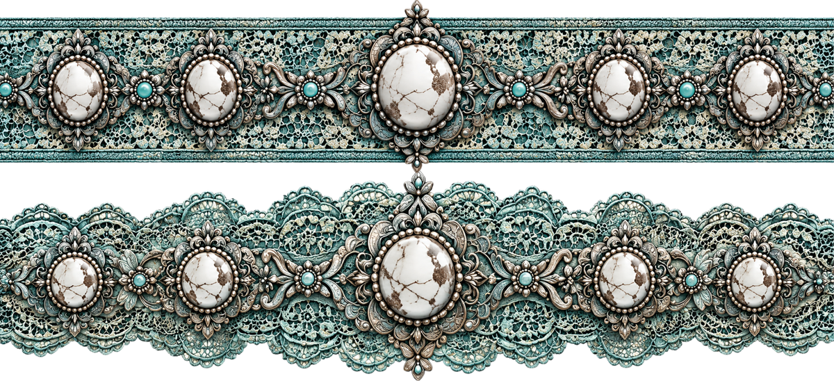40 OZ Wrap - Turquoise - Lace - Stones
