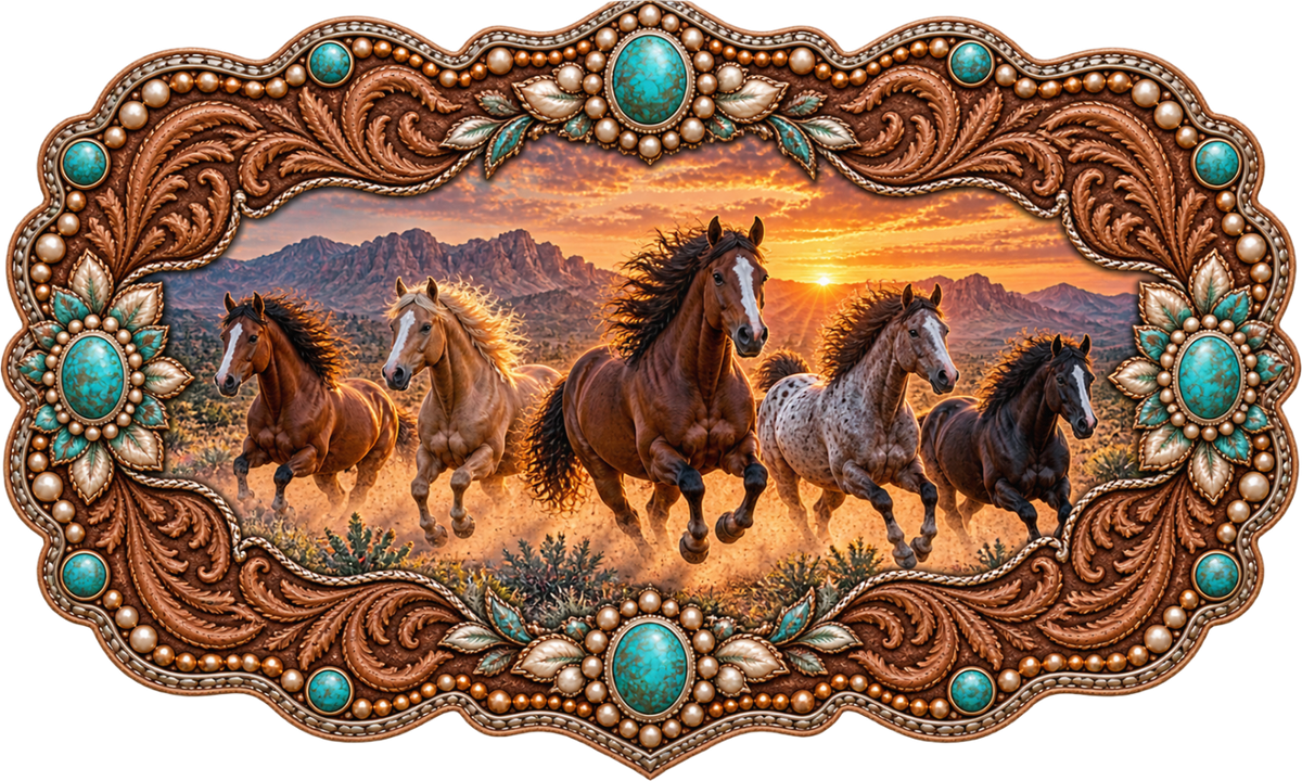 Horse Sunset Scene - Trucker Hat DTF