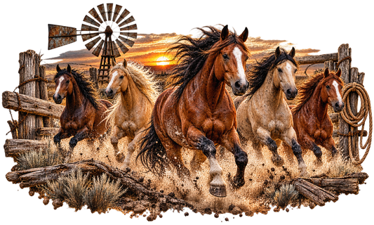 Horses Running Scene – Trucker Hat DTF