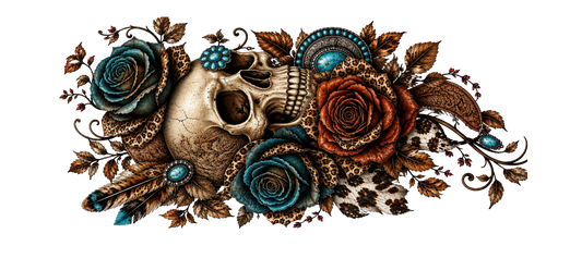 16 OZ Wrap - Western Skull 2 - Turquoise on Top