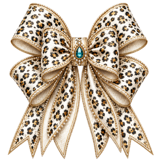4 Inch Bow - White Leopard - 83