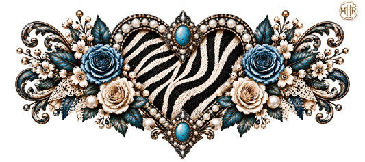 16 Oz - Zebra Heart with Floral