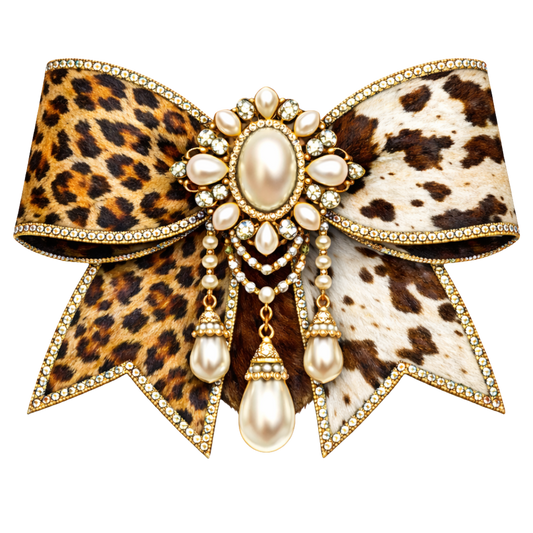 4" Bow - Leopard/Cowhide/Pearl
