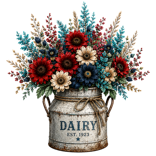 4" Decal - Dairy Bucket w/ Floral