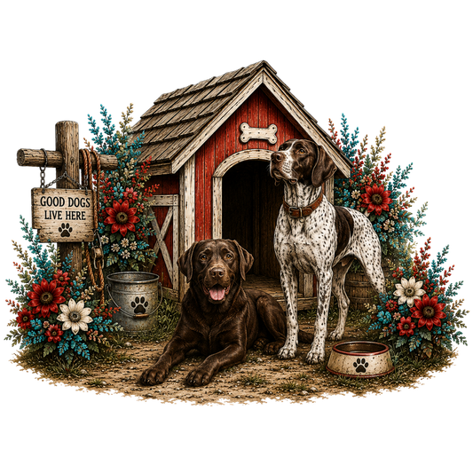 5" Decal - Lab and Standing Pointer w/ House