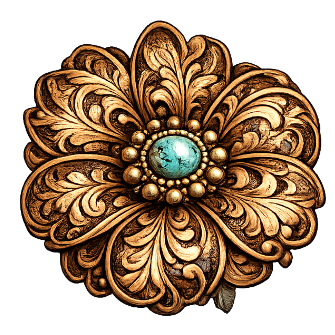 4" Tooled Leather Flower Decal