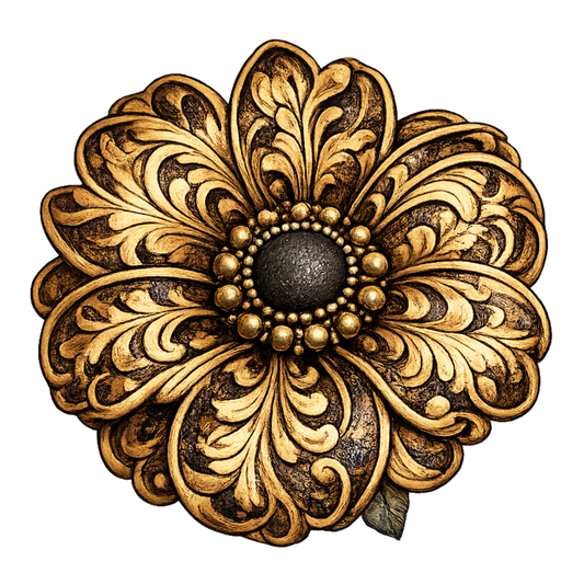 4" Tooled Leather Flower